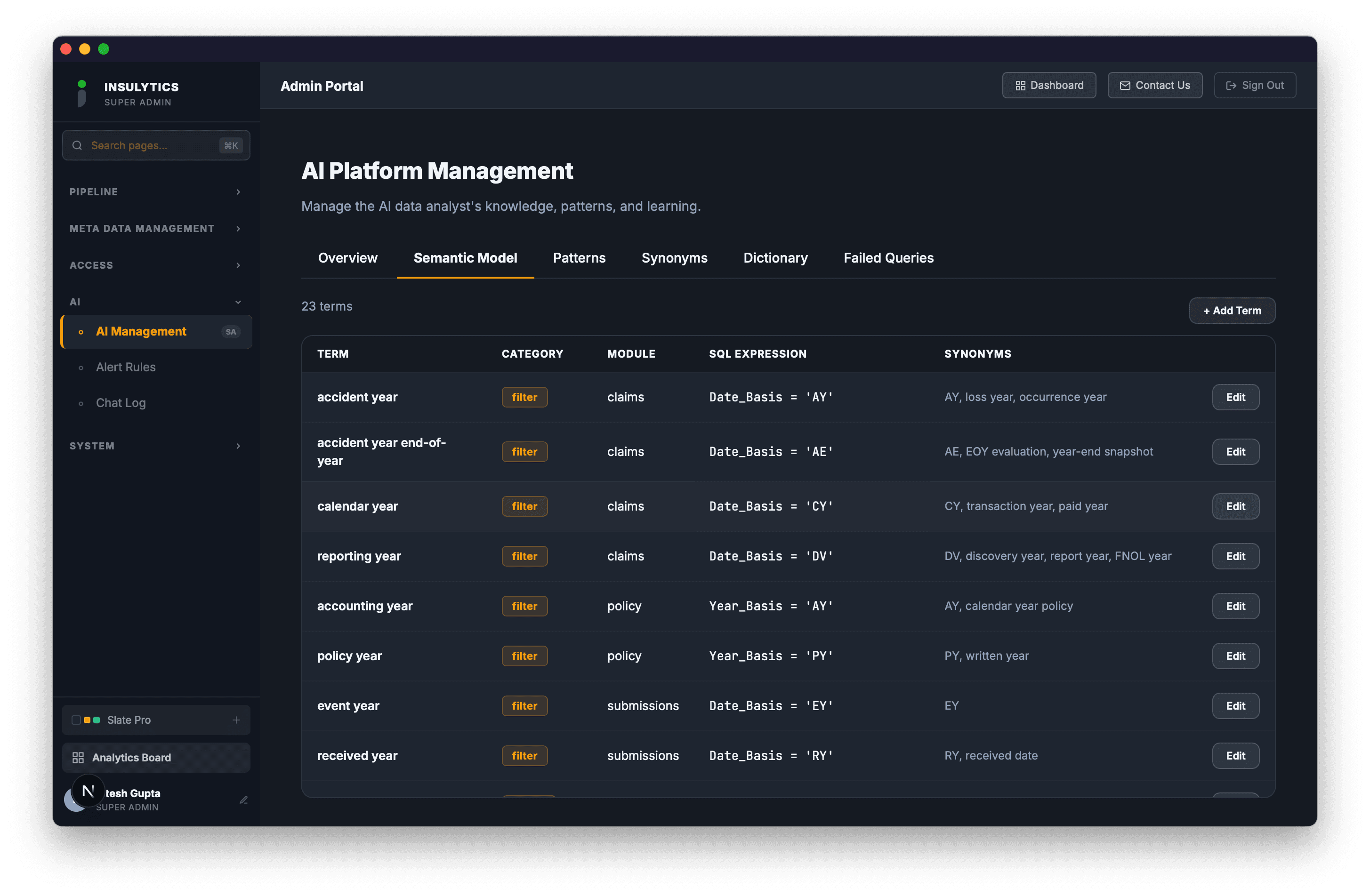 AI semantic model that learns your terminology